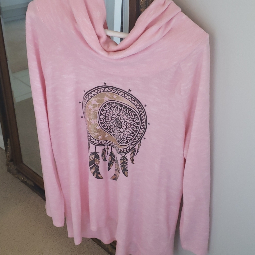 Cowl neck Native American long sleeve top